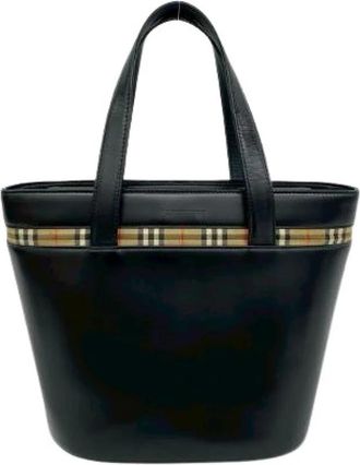 Burberry Pre-owned Calf Leather Tote Bag - Dames - Vintage Handtas - Zwart - ONE Size - Leer - Vintage