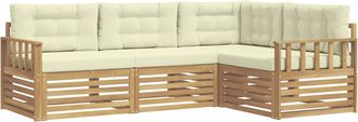 vidaXL Conjunto De Sof&aacute;s De Exterior 5 Uds. Blanco Y Crema Poli&eacute;ster Vidaxl