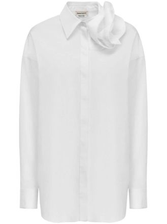 Alexander McQueen White White Floral Applique Shirt