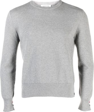 Thom Browne round-neck knit jumper - men - Cotton - 2 - Grey