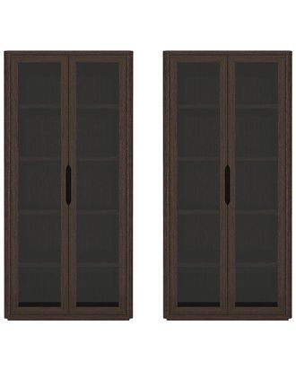 Manhattan Comfort Set Of 2 Rivington Modern Bookcase Cabinets (5-Shelf)