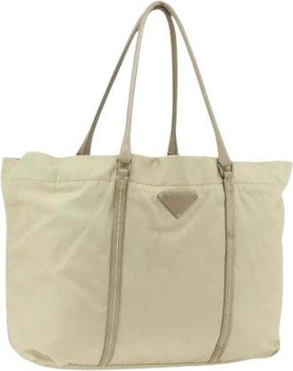 Prada Pre-owned Vintage Tote Bag - Dames - Vintage Shopper - Beige - ONE Size - Nylon - Vintage