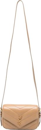Saint Laurent Loulou Toy Crossbody Tas - Dames - Tassen - Beige - Maat: ONE Size Katoen
