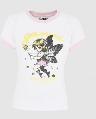 Ganni Tee Shirt Basic Baby Fit Fairy Bright White