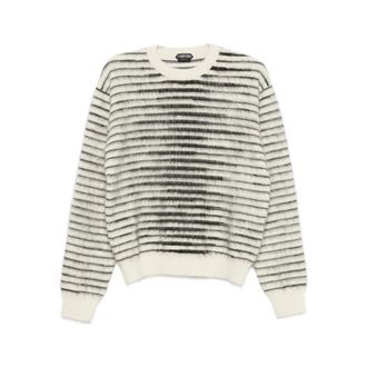 Tom Ford Truien & Vesten, Heren, Beige, M, Crew Neck Truien
