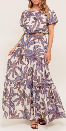 Flying Tomato Puff Sleeve Woven Top in White/Blue at Nordstrom Rack, Size Medium