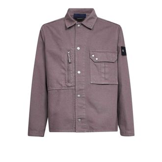 Stone Island Light Jackets, male, Gray, Size: S Denim Research Overshirt