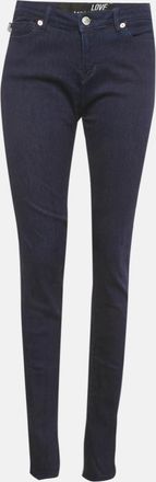 Love Moschino Dark Blue Love Moschino Print Denim Stretch Skinny Fit Jeans L Waist