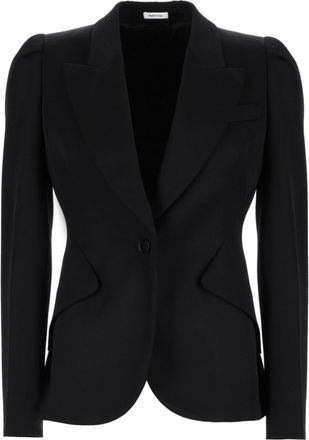 Alexander McQueen Black Solid Shawl Lapel Jacket