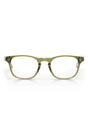 Eyebobs Old Sport 47mm Rectangular Reading Glasses in Olive Crystal/Clear at Nordstrom, Size +1.00