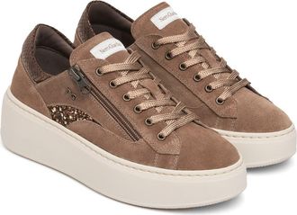 Nero Giardini Platform Side Zip Sneaker in Mocha at Nordstrom, Size 37