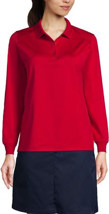 Lands End School Uniform Long Sleeve Rapid Dry Polo Shirt in Red at Nordstrom, Size X-Large