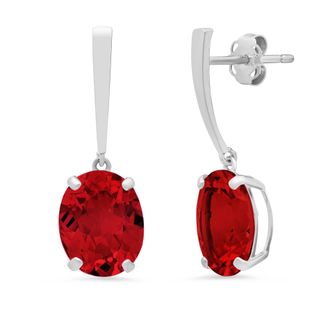 MAX + STONE 14k Yellow or White Gold 10x8mm Oval Cut Gemstone Drop Dangle Earrings