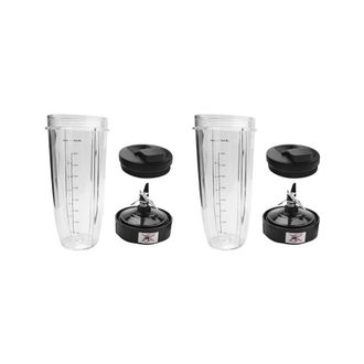 OEM 2 Vasos De 946 Ml Con Tapa Con Boquilla Y Cuchilla De 7 Dedos, Repuestos De Engranajes, Juego De Cuchillas Para Nutri Bl450 / Bl456 / Bl455