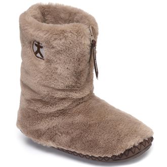 Bedroom Athletics Womens Monroe Faux Fur Slipper Boot Soft Warm Zip Fastening Memory Foam Durable Machine Washable - Taupe/Deep Taupe - Non-Slip Womens Slippers UK Size