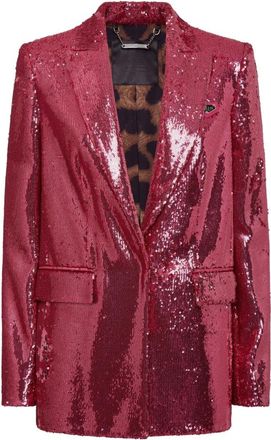 Philipp Plein Blazer Jacket Paillettes - Dames - Blazers - Roze - XS - Leer - Jassen