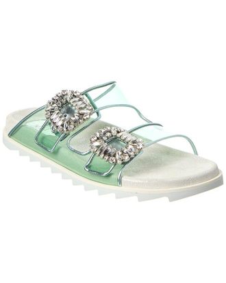 Roger Vivier Viv Strass Buckle Vinyl & Leather Slide