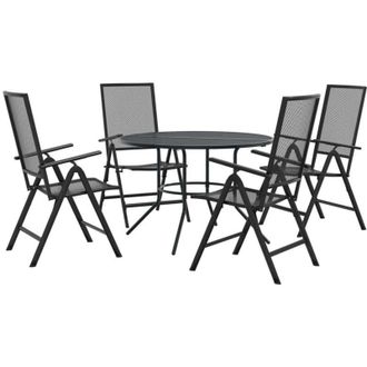 vidaXL Set De Sillas Jard&iacute;n Reclinables 5 Piezas Acero Antracita