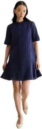 Hobbs London Jasmine Short Sleeve Flared Mini Dress in True Navy at Nordstrom, Size 14