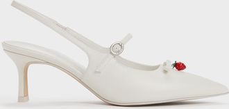 Charles & Keith Sonali Strawberry Bow Slingback Pumps