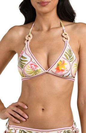 La Blanca Palm O-Ring Bikini Top in White Multi at Nordstrom, Size 16