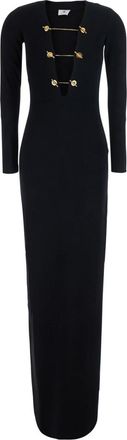 Elisabetta Franchi Black V Neck Maxi Dress