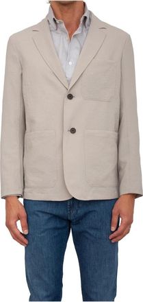 Emporio Armani Beige Blazer voor Stijlvolle Look - Heren - Blazers - Beige - L - Polyester - Jassen