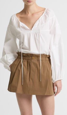 Vince Tie Neck Poplin Top in Optic White at Nordstrom, Size Xx-Small