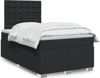 vidaXL Vidaxl - Cama Box Spring Con Colch&oacute;n Cuero Sint&eacute;tico Negro 120x190 Cm
