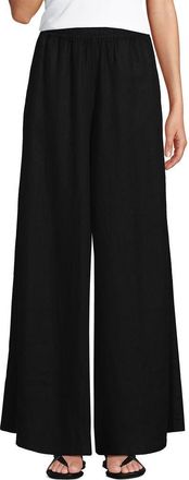 Lands End Linen High Rise Palazzo Pants in Black at Nordstrom, Size X-Large