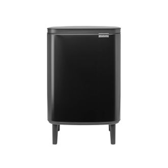 Brabantia Cubo De Basura Bo Hi 12 L Con Tapa De Cierre Suave, Interior Extra&iacute;ble Y Asa De Transporte - Adecuado Para Ba&ntilde;o, Dormitorio Y Oficina En Casa - Matt B