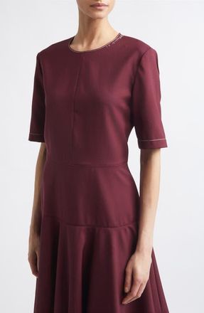 Marni Mending Embroidery Midi Dress in 00R97Dark Burgundy at Nordstrom, Size 48