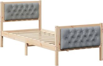 vidaXL Estructura De Cama Gris Claro 75 X 190 Cm Madera De Pino Macizo Vidaxl