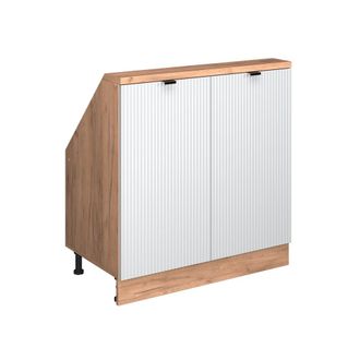 Vicco Armario De Cocina Para Techo Inclinado R-line, Ondulaci&oacute;n Blanca, 80 Cm Con 2 Puertas, Vicco