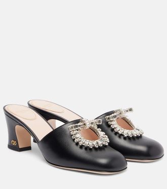 Valentino Garavani Adamantine 60 embellished leather mules