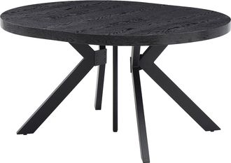 Vente-Unique Mesa de comedor extensible para 6 a 12 personas en MDF y acero - Negro - KOMONI