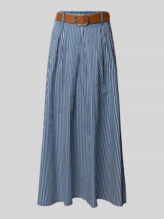 Zero Maxirock im Allover-Look mit G&uuml;rtel in Marine, Gr&ouml;&szlig;e 34