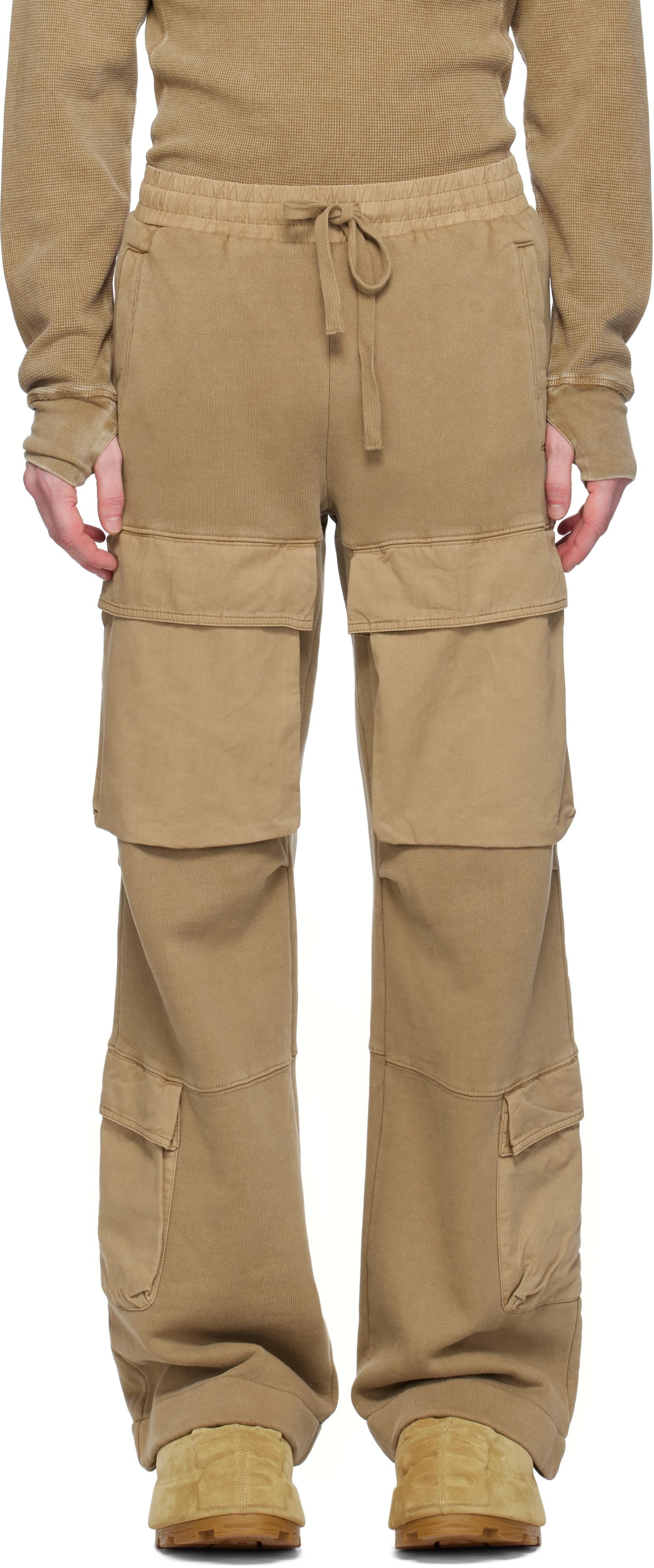 【U LAN】Toto Fleece String Cargo Pants Mens Pants Drawstring Sport Trousers Men's Heavyweight