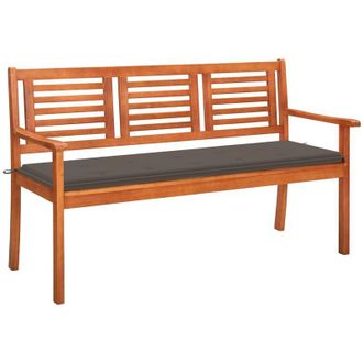vidaXL Banco De Jard&iacute;n 3 Plazas Madera Maciza Eucalipto Y Coj&iacute;n 150 Cm Vidaxl