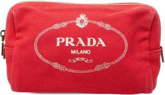 Prada Pre-owned Bags, female, Red, Size: ONE SIZE Pre-owned Canvas Pouch