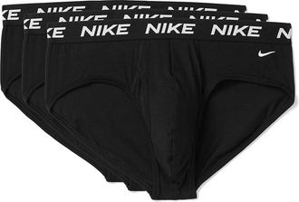 Nike All Day Cotton Stretch with Fly Hip Brief 3-Pack Mens Underwear Black/Black/Black : 2XL, Cotton/Elastane/Jersey