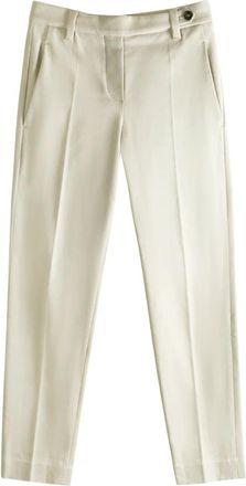 Brunello Cucinelli Stretch Katoen Sigarettenbroek - Dames - Slim Fit Broeken - Beige - L - Katoen - Broeken
