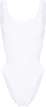 Hunza G crinkled-effect open-back swimsuit - women - Spandex/Elastane/Polyamide - One Size - White