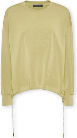 Elena Miro Scuba Sweatshirt met Monogramlogo - Dames - Sweatshirts - Groen - XL - Polyester - Hoodies & sweatvesten