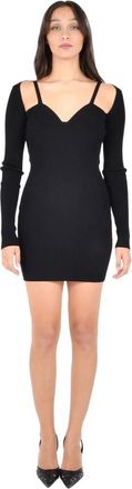 Nensi Dojaka Geribbelde Cropped Korte Jurk - Dames - Korte kleedjes - Zwart - M - Polyester - Kleedjes