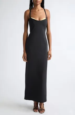 Versace Stappy Back Jersey Gown in Black Banana at Nordstrom, Size 42