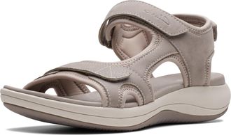 Clarks Womens Mira Bay Flat Sandal, Stone Textile, 8.5 UK / 42.5 EU