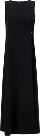 Herno Fluid Diagonal Dress - female - Herno - Maxi Dresses - Black - S - Dresses