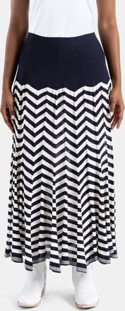 Junya Watanabe Womens Long Chevron Knit Skirt Blue