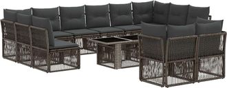 vidaXL Conjunto De Sof&aacute;s De Jard&iacute;n 13 Uds. Gris Rat&aacute;n Sint&eacute;tico Vidaxl
